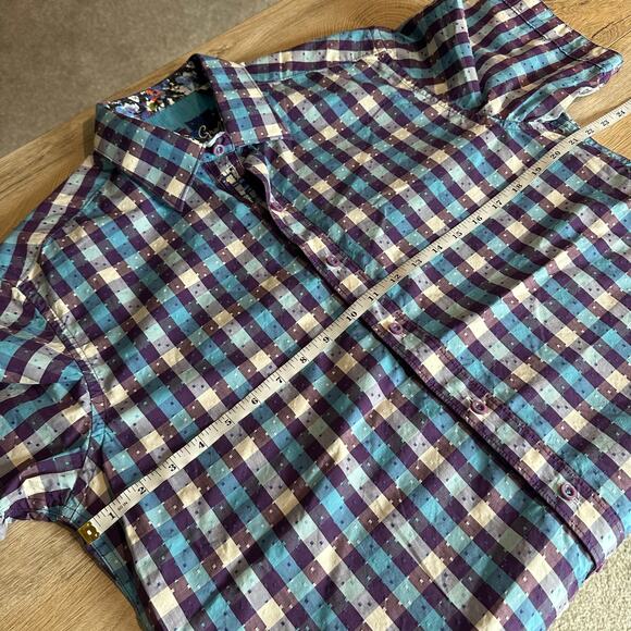Robert Graham Classic Fit Plaid Short Sleeve Button Up Shirt M - Picture 10 of 11